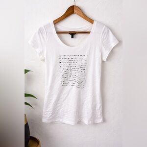 Banana Republic White Graphic Tee Peace Love Kindness Size M